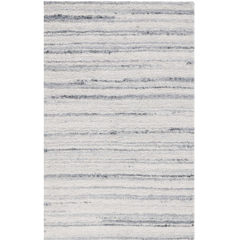 Tapis gris / ivoire en laine tissé à la main Pecktonville, Carré 6 pi