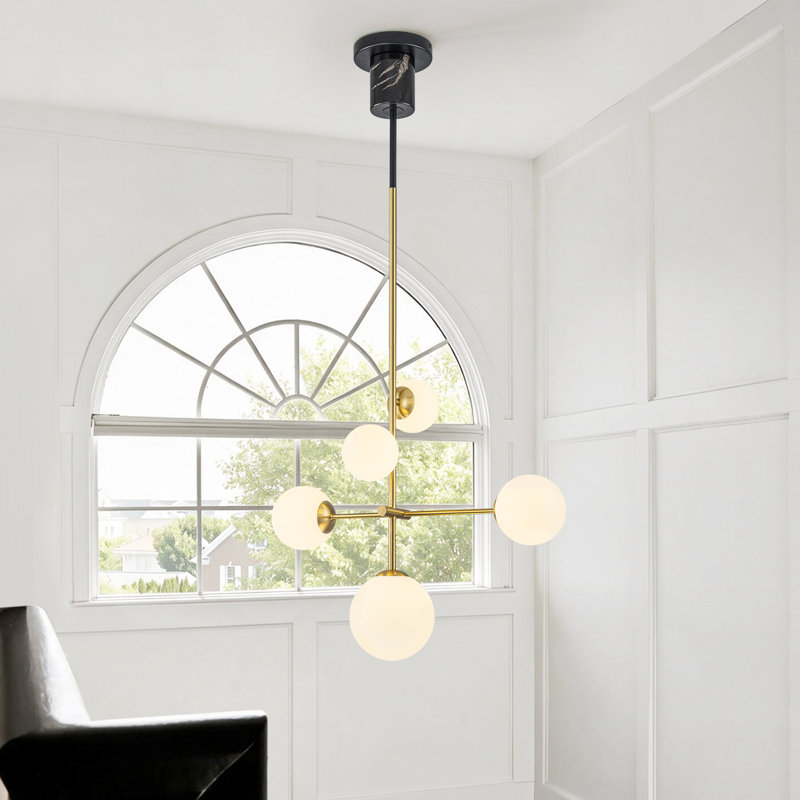 Lustre spoutnik moderne à 5 lumières avec lumières