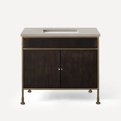 Comptoir de meuble-lavabo en quartz, 36 po x 1-1 / 8 po x 23 po, évier central sous le comptoir, trois trous