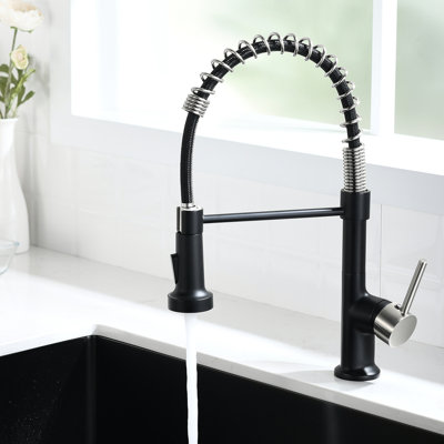 Robinet de cuisine contemporain noir et nickel