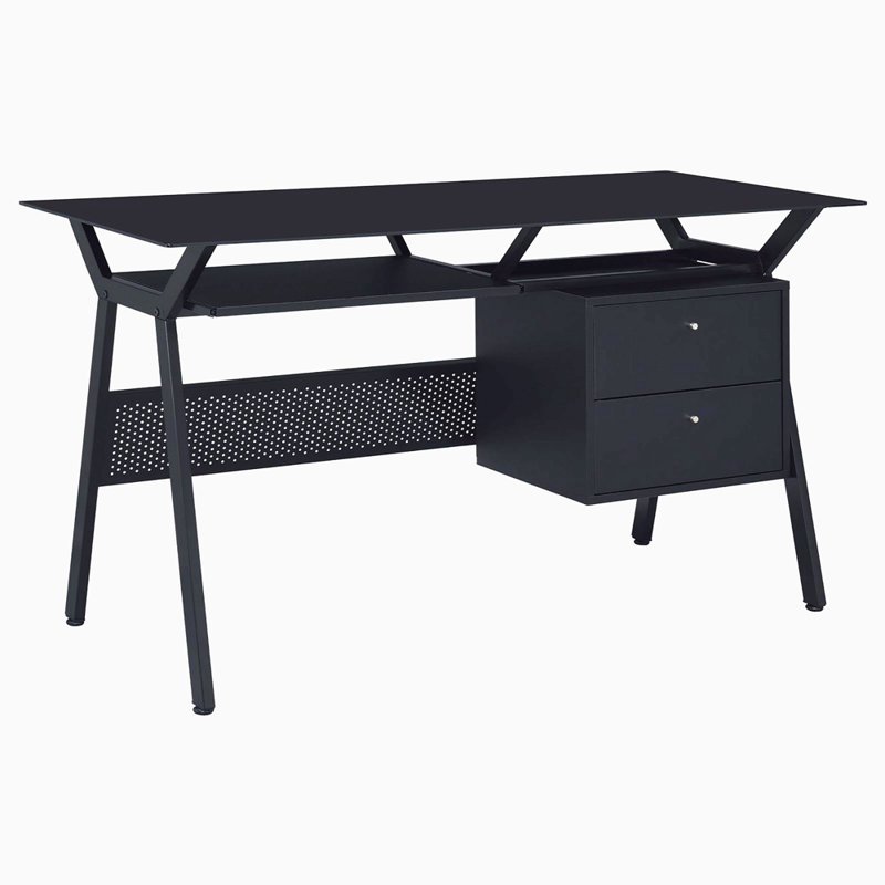 Bureau d'ordinateur noir à 2 tiroirs