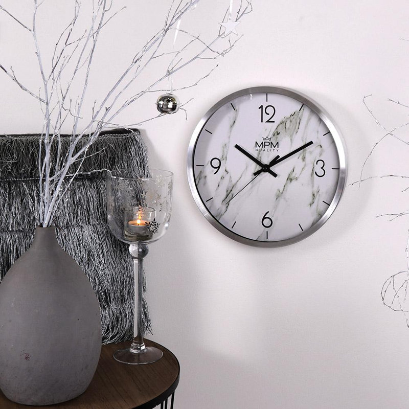 Winbush Wall Clock, Silver/White