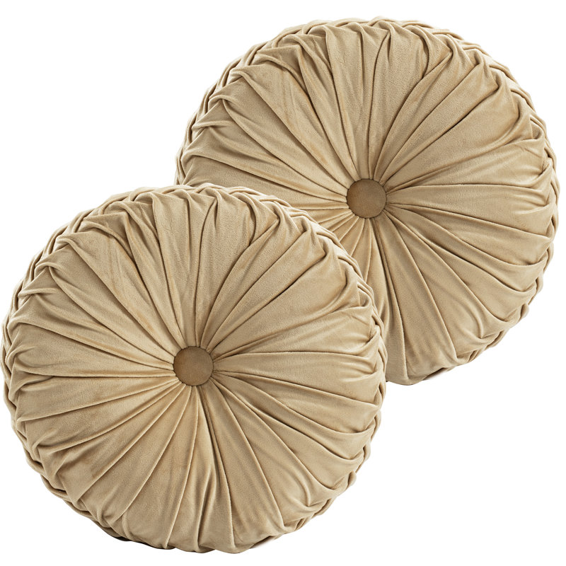 Velvet Round Throw Pillow- 2 Pack (Set Of 2), Apricot