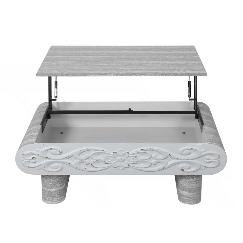 Table basse à plateau relevable, bureau extensible moderne avec rangement caché