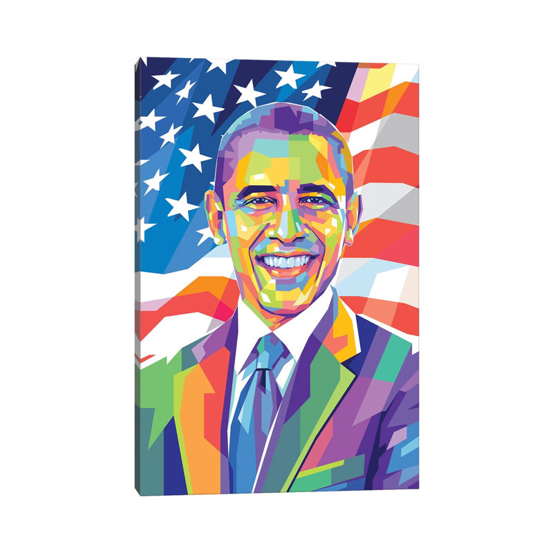 " Barack Obama " by Dayat Banggai, No Mat, Wrapped Canvas, 12" H x 8" W x 0.75" D