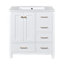Ensemble de meuble-lavabo 30 po avec lavabo en céramique, meuble de rangement à cadre en bois, ensemble de meuble-lavabo autoportant avec 4 tiroirs et portes à fermeture douce, blanc