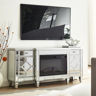 Modern Electric Fireplace, 57" Length, Silver Color, Energy Saving, Adjustable Flame & Heat, Overheat Protection, For Activity Rooms Fireplace With Finish, 57"X15"X25.6", Realistic Flame, Portable