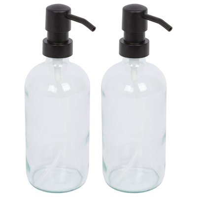 2x Glass Soap Dispensers - 500ml