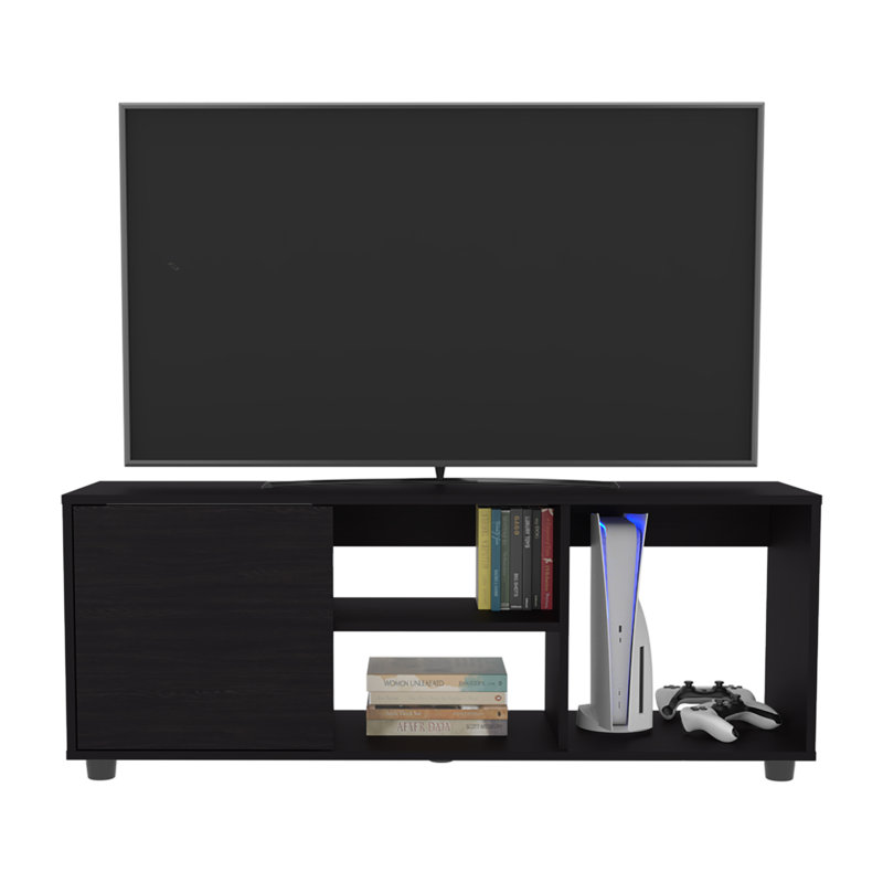 Meuble télé, 1 porte, 4 tablettes, capacité télé 55 po, Brun