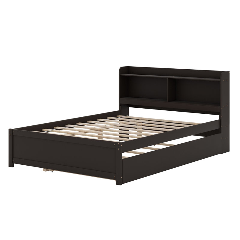 Bed With Trundle,Bookcase, Espresso