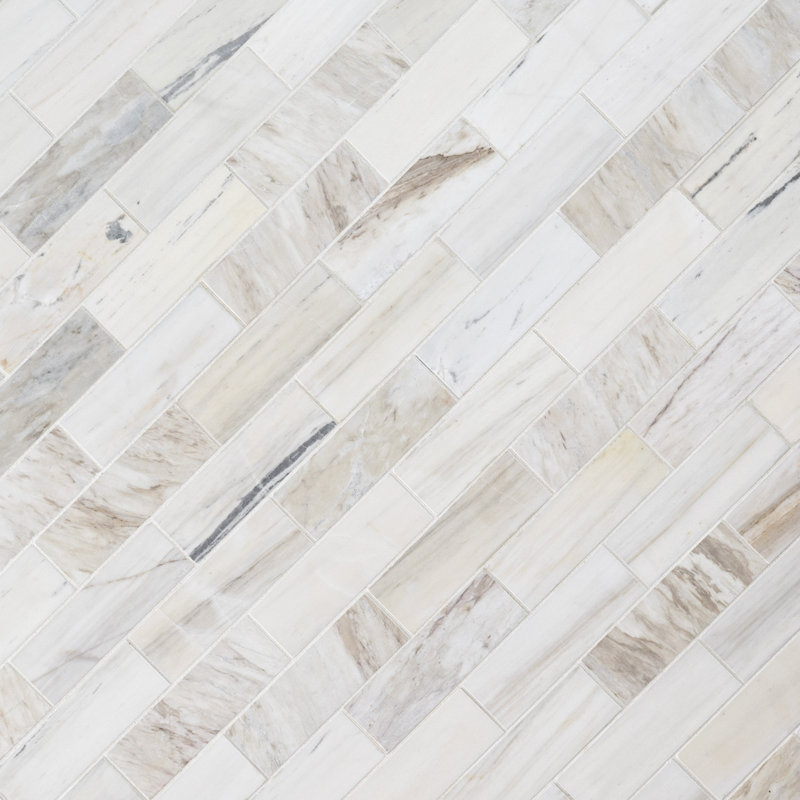 Auralie Subway 12 in. x 12 in. Polished Marble Mosaic Floor and Wall Tile