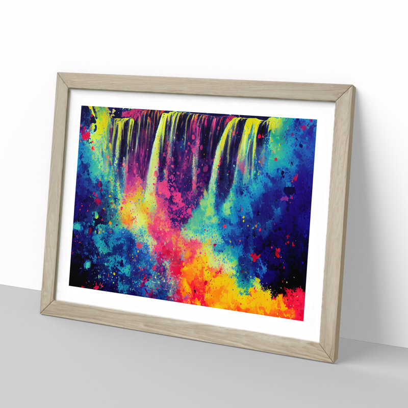 Waterfall Splatter Vol.2 Abstract - Single Picture Frame Print, 46cm H x 64cm W, Light Grey/Brown