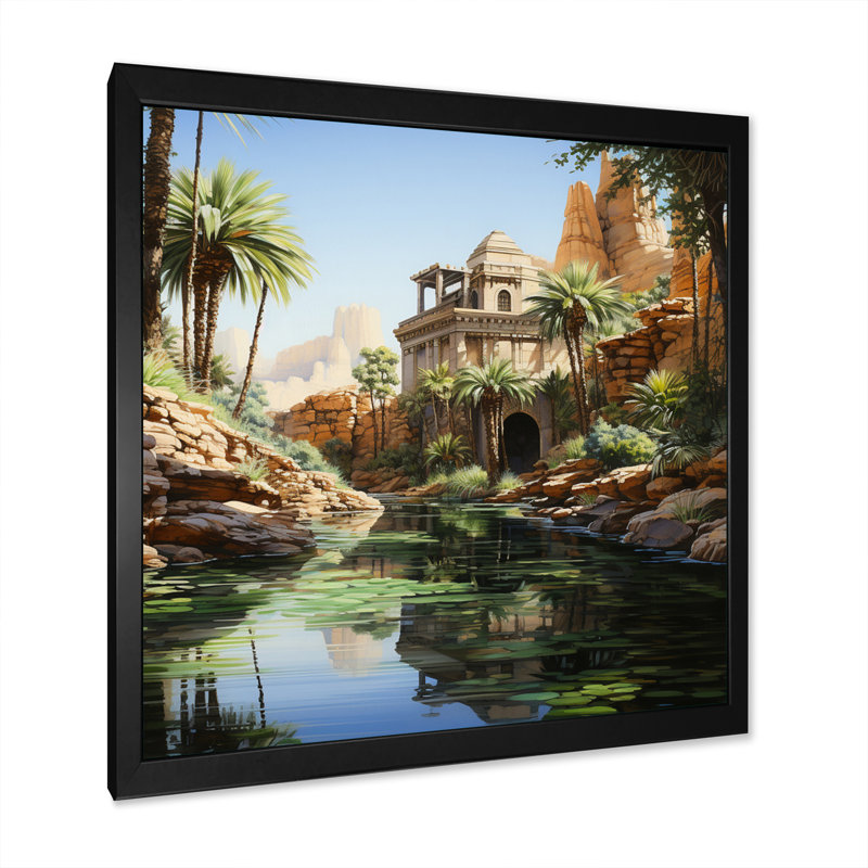 Égypte, oasis enchantée, Égypte, H 36 po x l 36 po x P 1,5 po, Cadre simple noir
