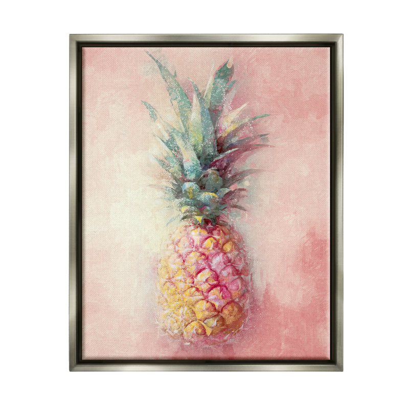 Ananas tropical glam sur toile par Ziwei Li, Cadre flottant gris lustré, H 21 po x l 17 po x P 1,7 po