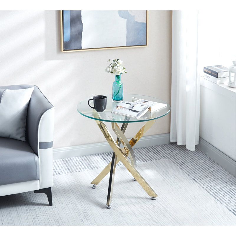 Table de bout moderne en verre trempé avec pieds Modern