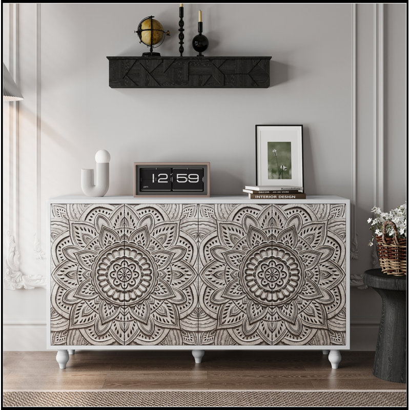 Celise avec 4 portes et pieds robustes, White