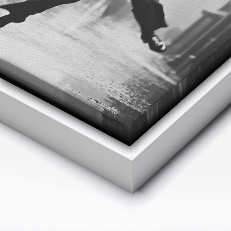 Homme sous la pluie, Canvas, 24"H x 32"W, White Framed