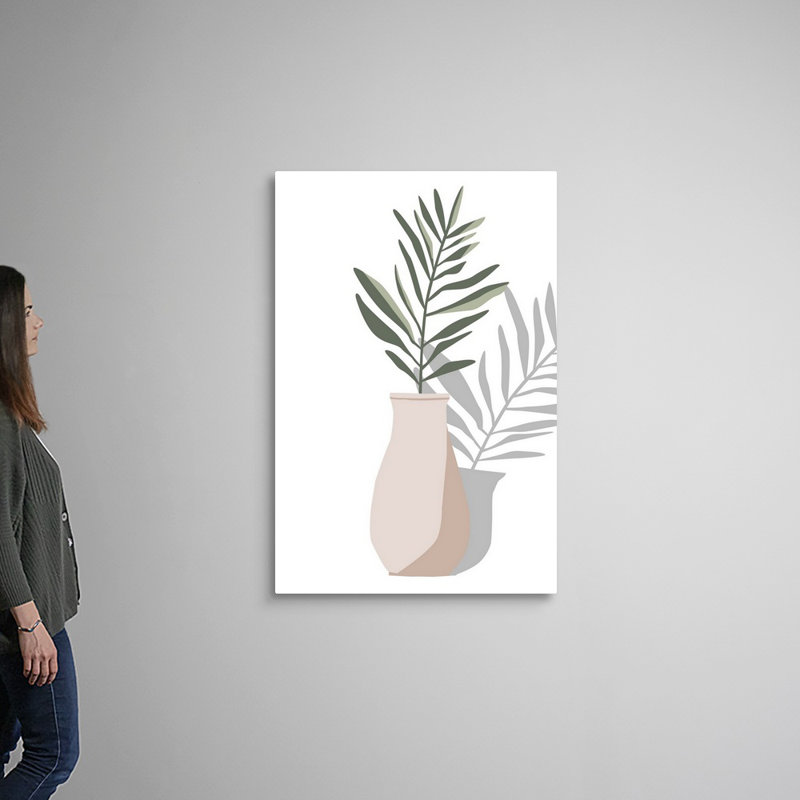 Vase et tige II, art mural, Toile tendue, H 48 po x l 32 po