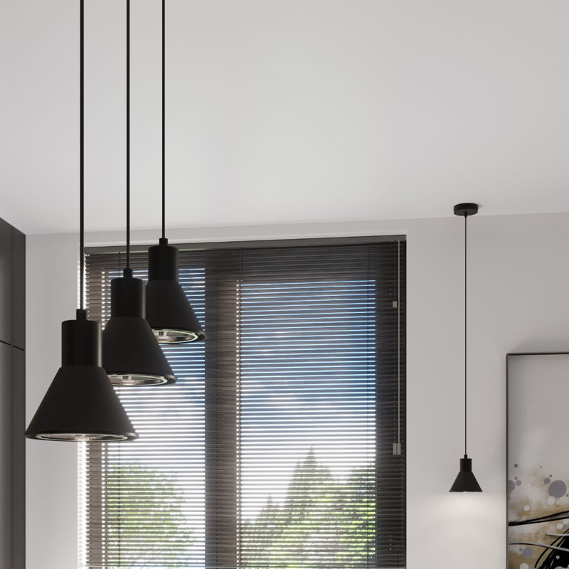 Bertus 3 - Light Stainless Steel Pendant, Black