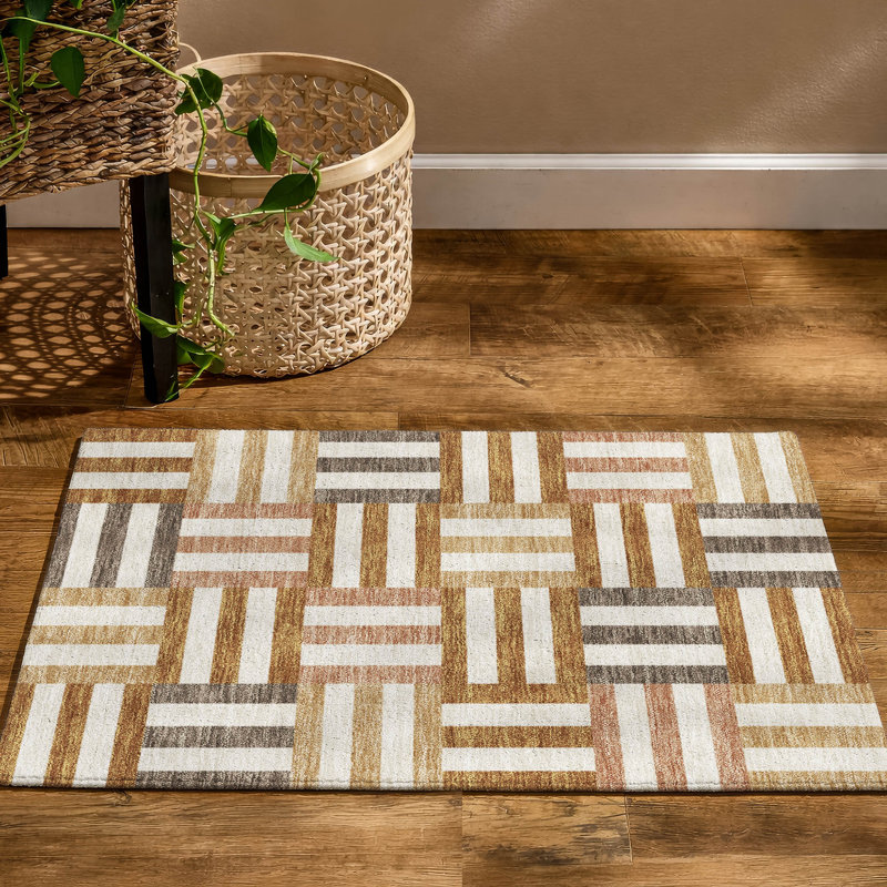 Tapis géométrique lavable à la machine de qualité supérieure Mayfield AMF2332, Paprika, 2 pi 6 po x 3 pi 10 po