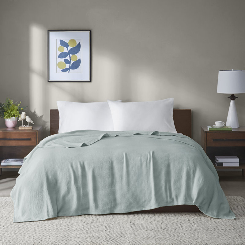 Couverture pour lit double 100% coton Freshspun, Grand lit, Bleu