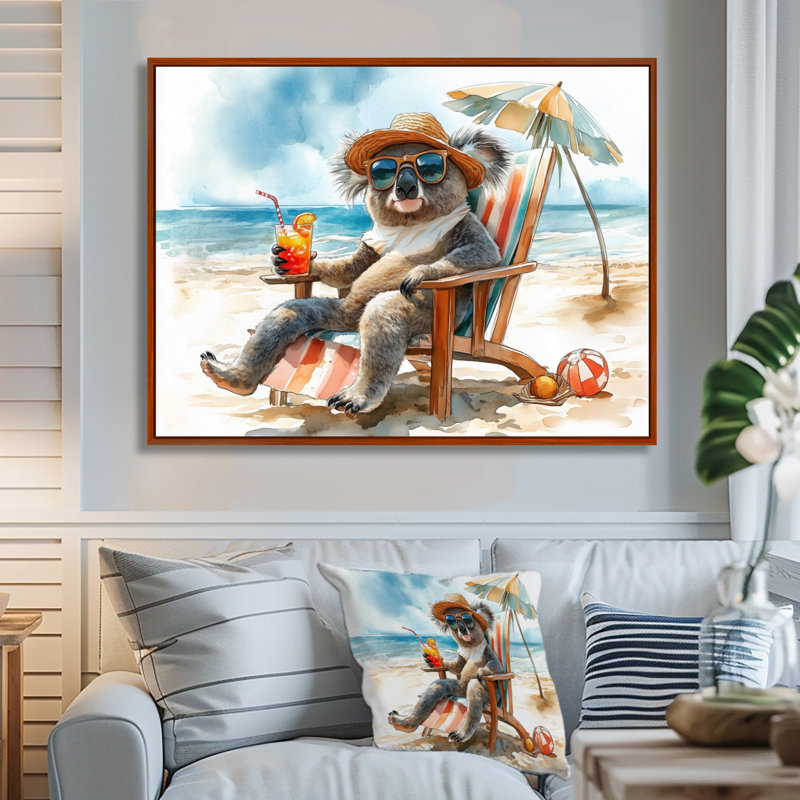 Sammons - décoration murale animaux côtiers, Toile avec cadre flottant brun, H 24 po x l 32 po x P 1 po