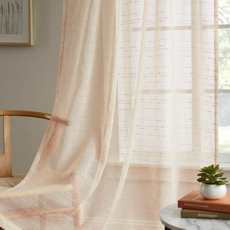 Valerle Polyester Curtain, Linen, 54" W x 63" H