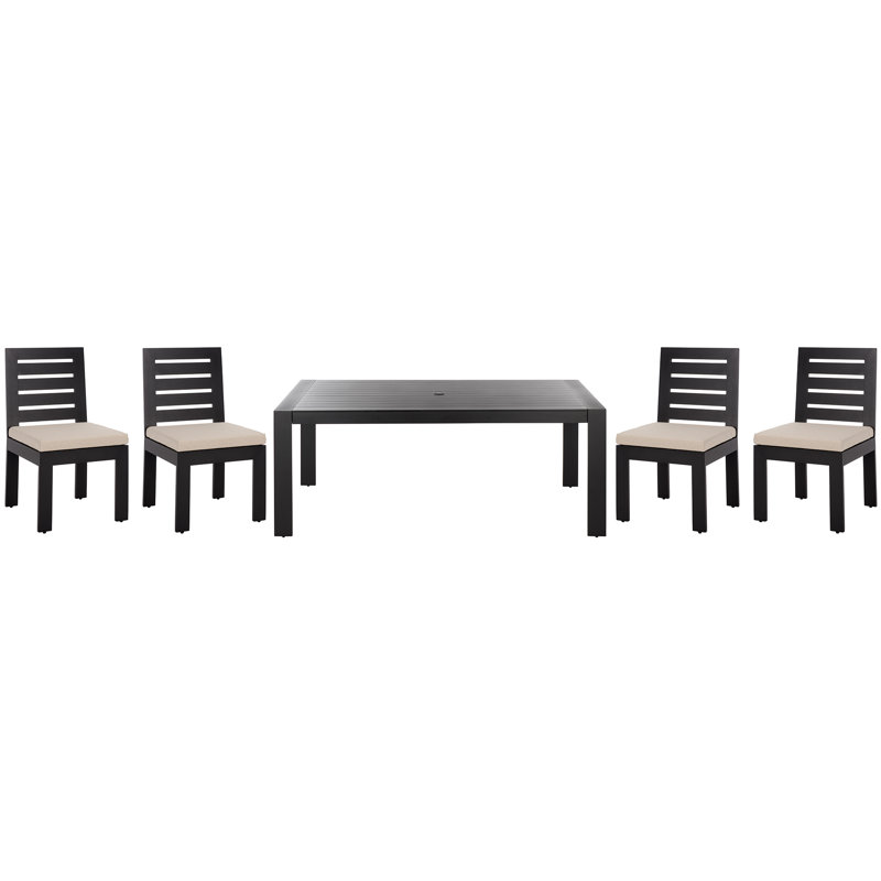 Ensemble de table de salle à manger pour 4 personnes Fash, Noir