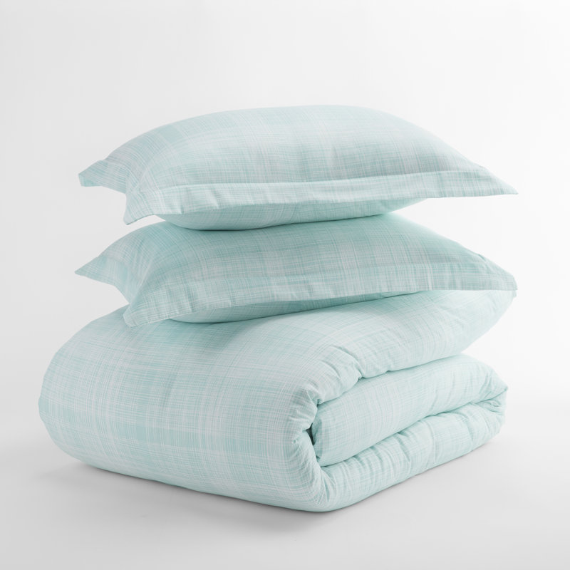 Simply Soft Thatch Pattern Duvet Cover Set, Full/Queen Duvet Cover + 2 Standard Shams, Aqua