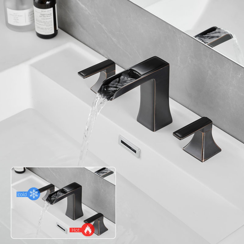 Robinet de lavabo de salle de bain espacé de 8 pouces, 3 trous, avec bonde escamotable et finition de tuyau, fabrication en laiton massif