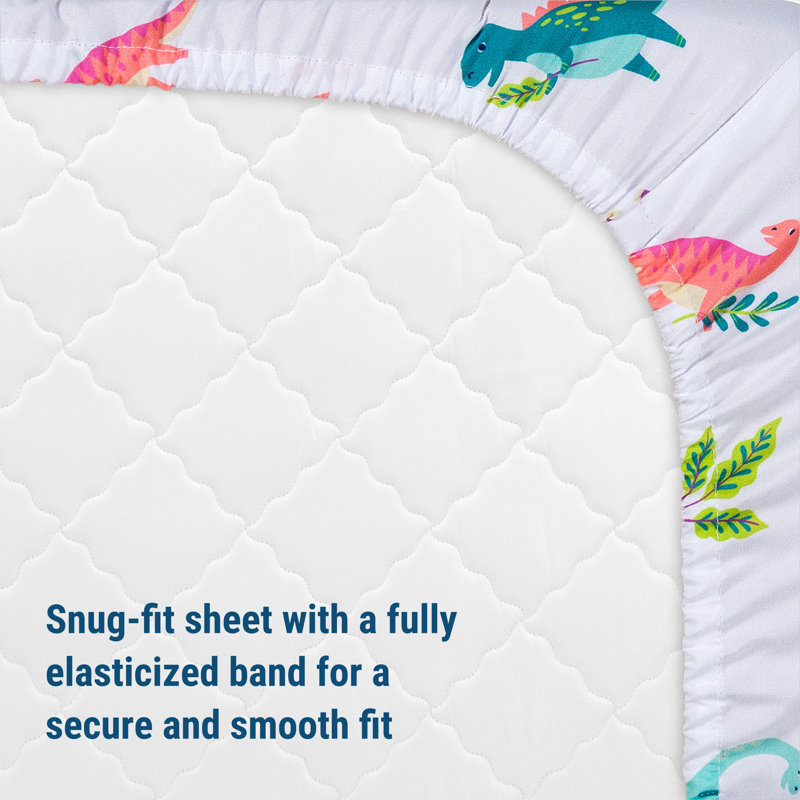 Wildkin Kids 100% Microfiber Crib Sheet – Soft, Breathable Fitted Sheet - Dino Pals
