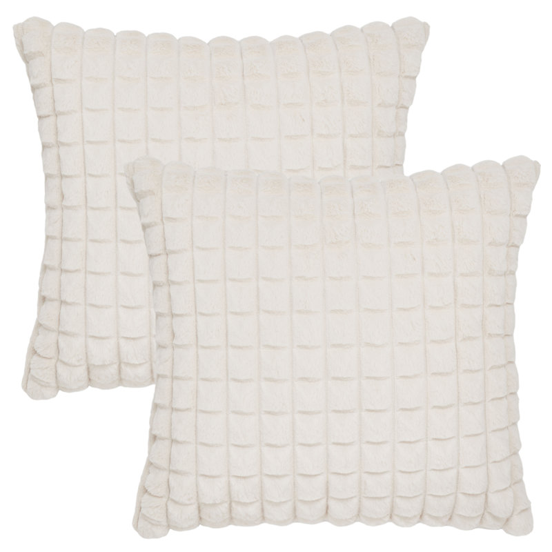 Kya Geometric Faux Fur Reversible Throw Pillow, 17" x 17"