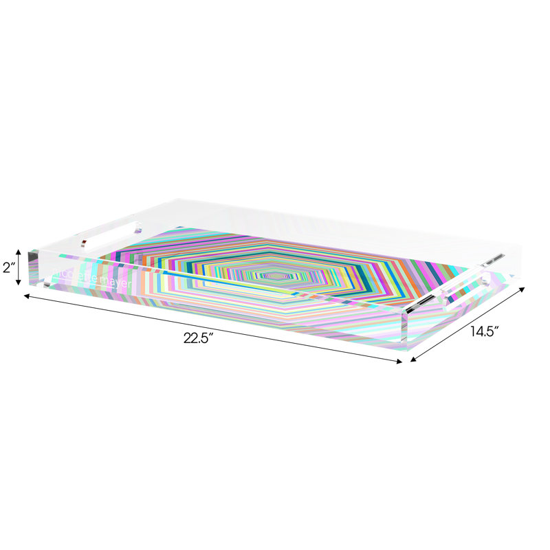 Hex Dylan Acrylic Rectangle Decorative Tray, 22.5"W x 14.5"D x 2"H