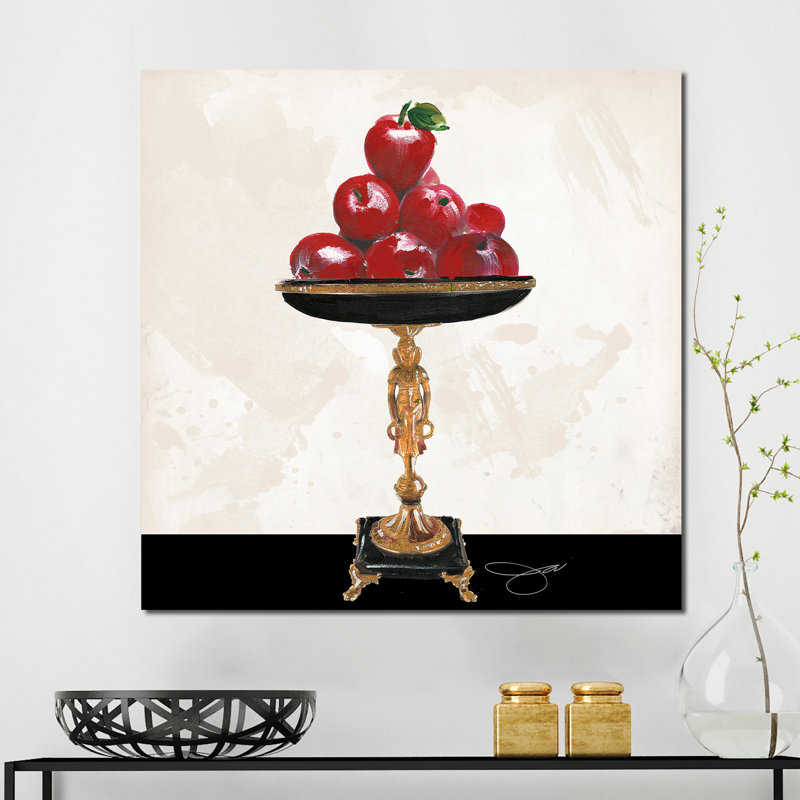 « pommes », reproduction de peinture à l’aquarelle, H 28 po x l 28 po x P 1,5 po, Toile tendue