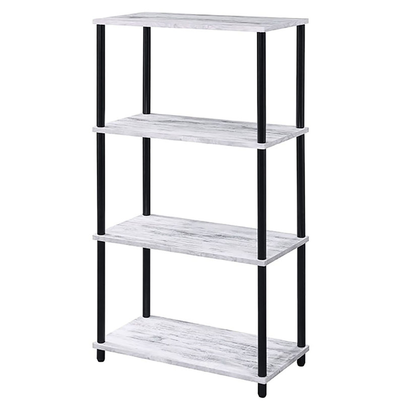 Bibliothèque polyvalente à 4 tablettes en blanc antique et noir pour divers espaces chambre à coucher, Noir / blanc