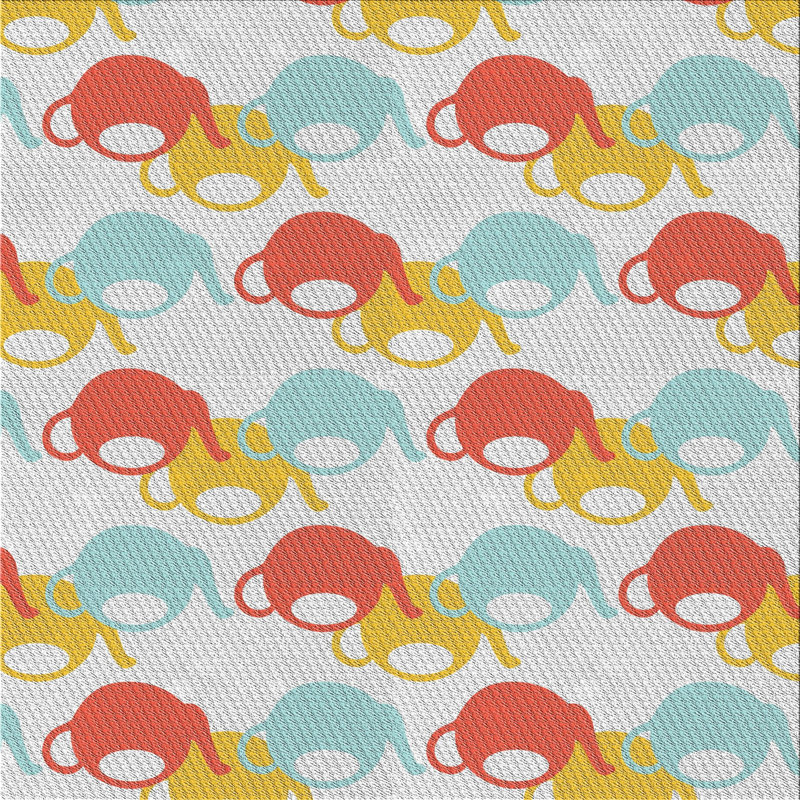 Tapis à motif rouge/jaune/bleu ciel, Carré 3 pi