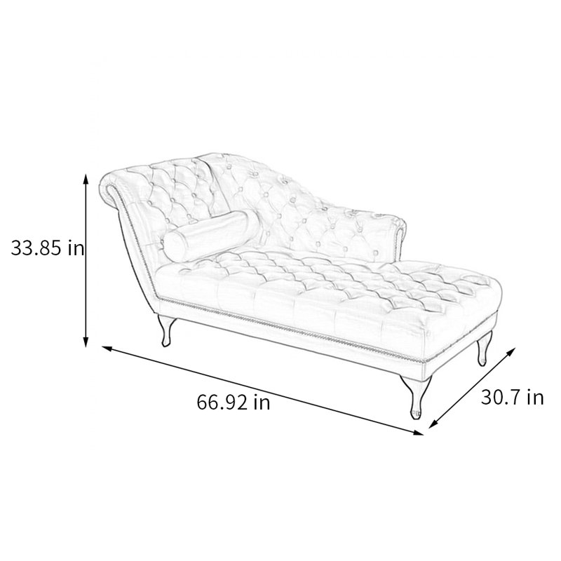 Chaise longue rembourrée Kolson, Chaise longue à accoudoir gauche