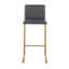 Tabouret de bar contemporain en acier doré et similicuir gris - ensemble de 2