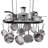 Stylish Black Alloy Steel Ceiling Storage With 15 Hooks - Organize Kitchen Cookware And Utensils - Space-Saving Mounted Overhead Holder