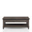 Table basse rustique à plateau relevable avec étagère de rangement et bois massif