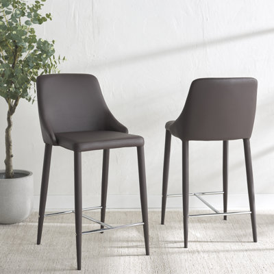 Bohy Modern PU Leather Counter Stool with Chrome Iron Frame