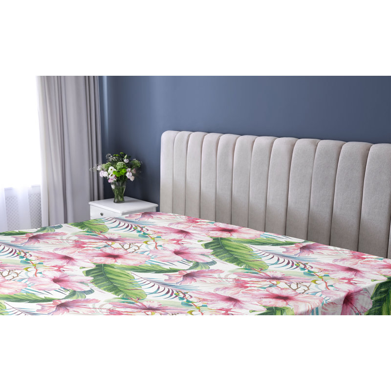 Drap-housse Ambesonne Hibiscus Exotics Feel Flowers, Drap-housse de taille simple