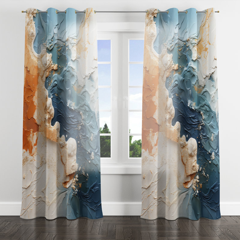 Aylesworth - Nautical Velvet Grommet Curtain - Room Darkening - 1 panel, 52" W x 63" L, Golden Grommets