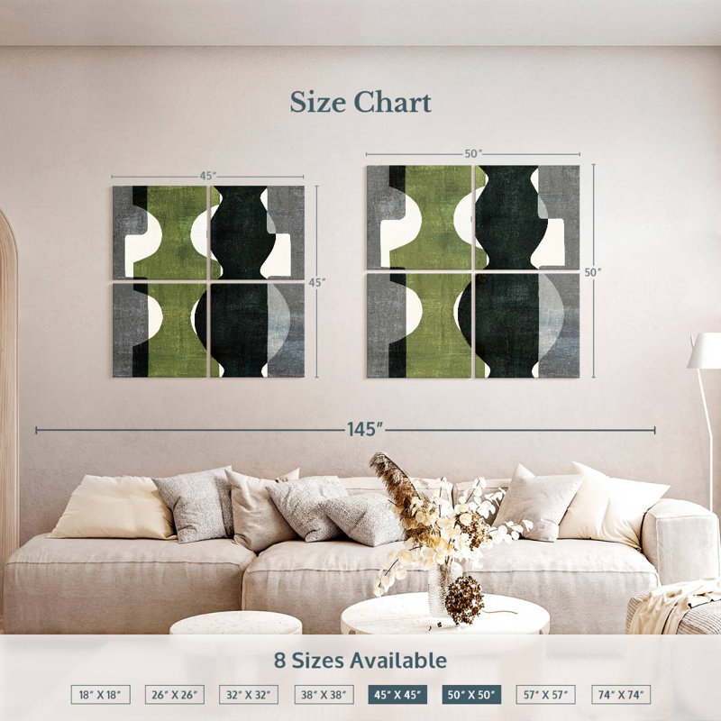 Geometric Deco With Green, H 45 po x l 45 po
