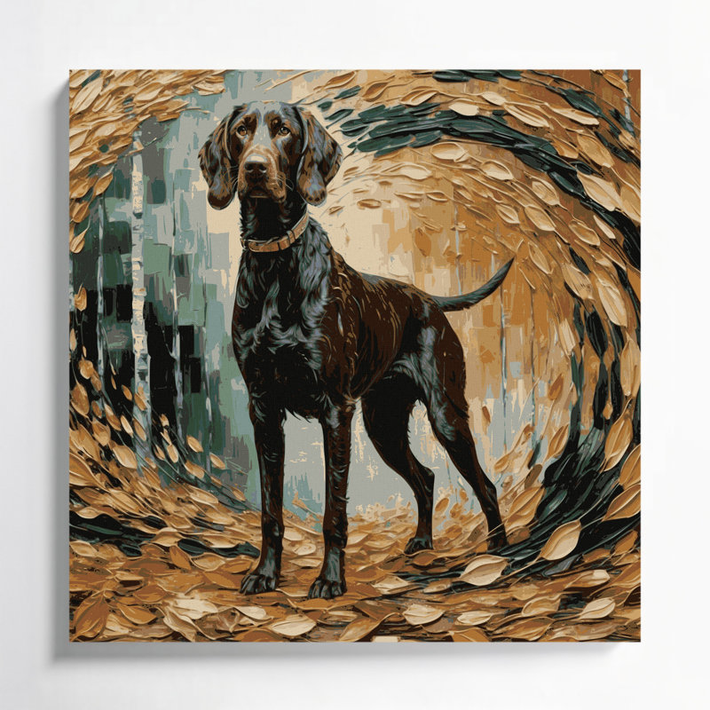 Dogs German Wirehaired Pointer, art mural sur toile brune, H 8 po x l 8 po