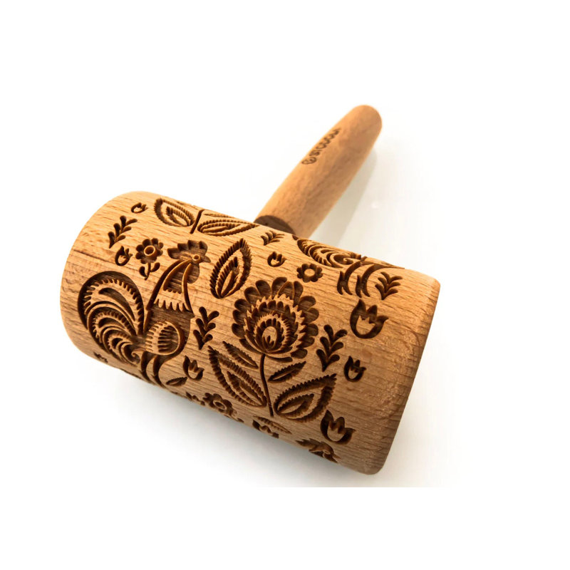 Stodola Beech Wood Embossed Rolling Pin