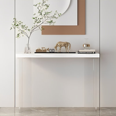 Sintered stone transparent acrylic console table