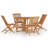 Feodosie 5 Piece Folding Patio Dining Set Solid Wood Teak