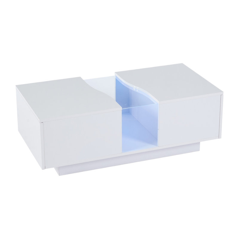 Pedestal Coffee Table with Storage, White
