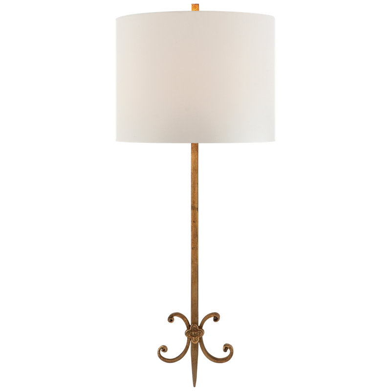 Roswell 2 - Light Wallchiere, Linen, Gilded Iron
